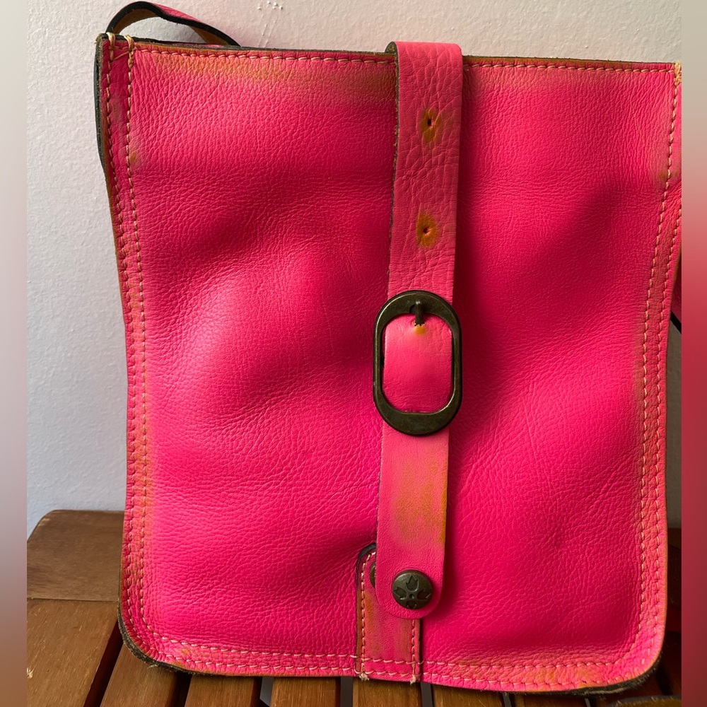 HOT PINK leather crossbody bag